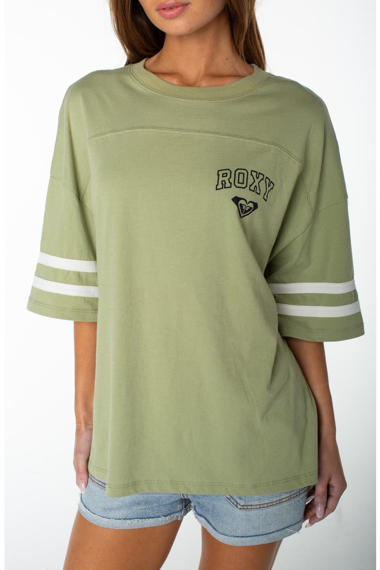 Game Day Graphic Oversized T-Shirt, Main, color, OIL GREEN