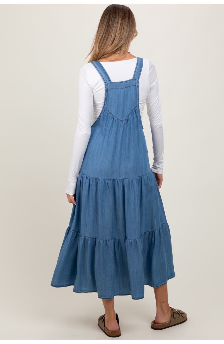 PinkBlush Chambray Overall Tiered Midi Dress, Alternate, color,