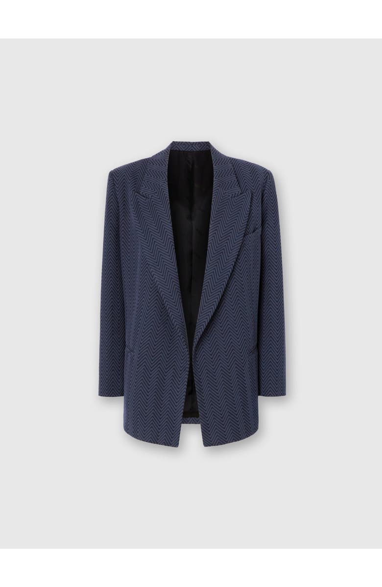 Missoni Single-breasted Blazer With Zigzag Pattern, Main, color, Blue