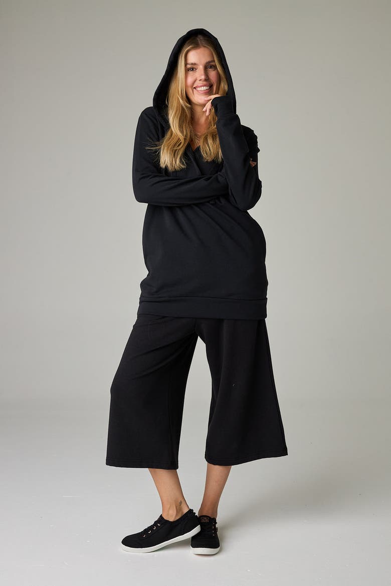 Serengeti Eco-Luxe Fleece Oversized Hoodie - Cloud-Soft Comfort, Alternate, color, Coal Black