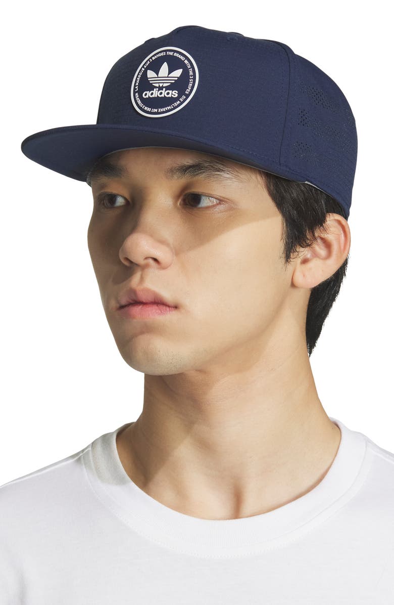 adidas Emblem Snapback Perforated Ripstop Baseball Cap, Alternate, color, Night Indigo/ White