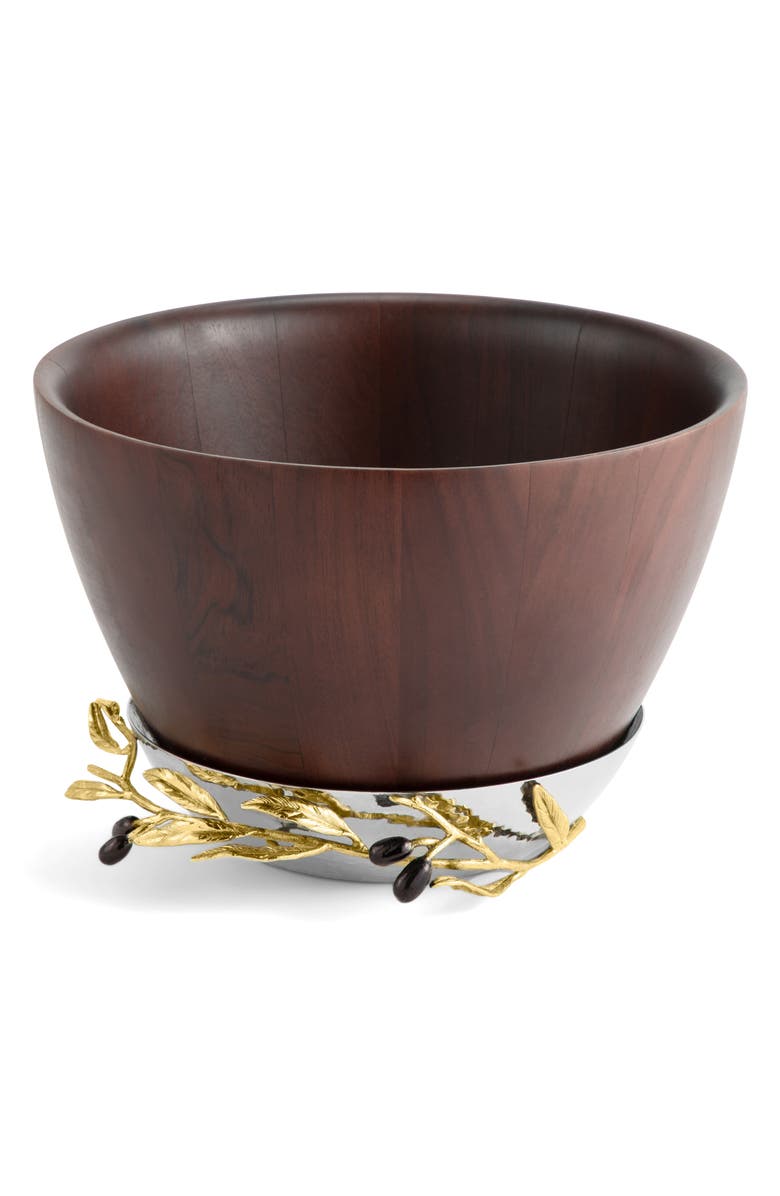 Michael Aram Olive Branch Wood Bowl, Alternate, color, Brown