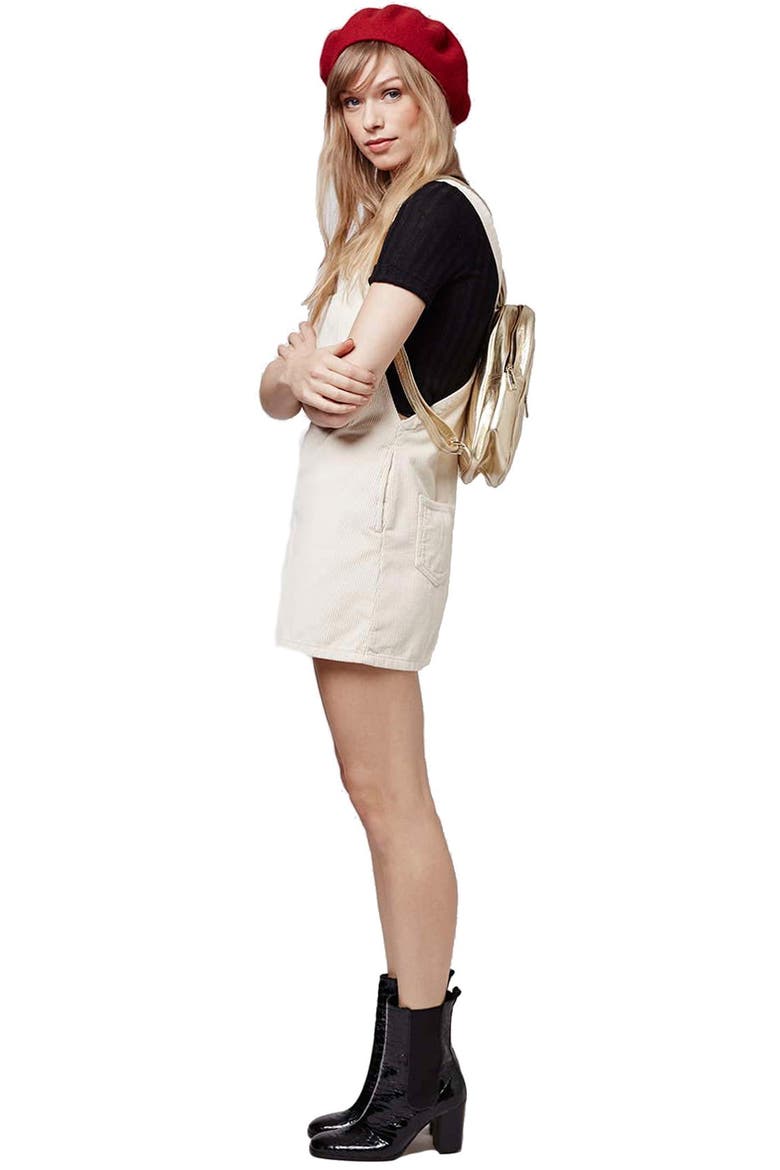 Moto Corduroy Pinafore Dress, Alternate, color, CREAM