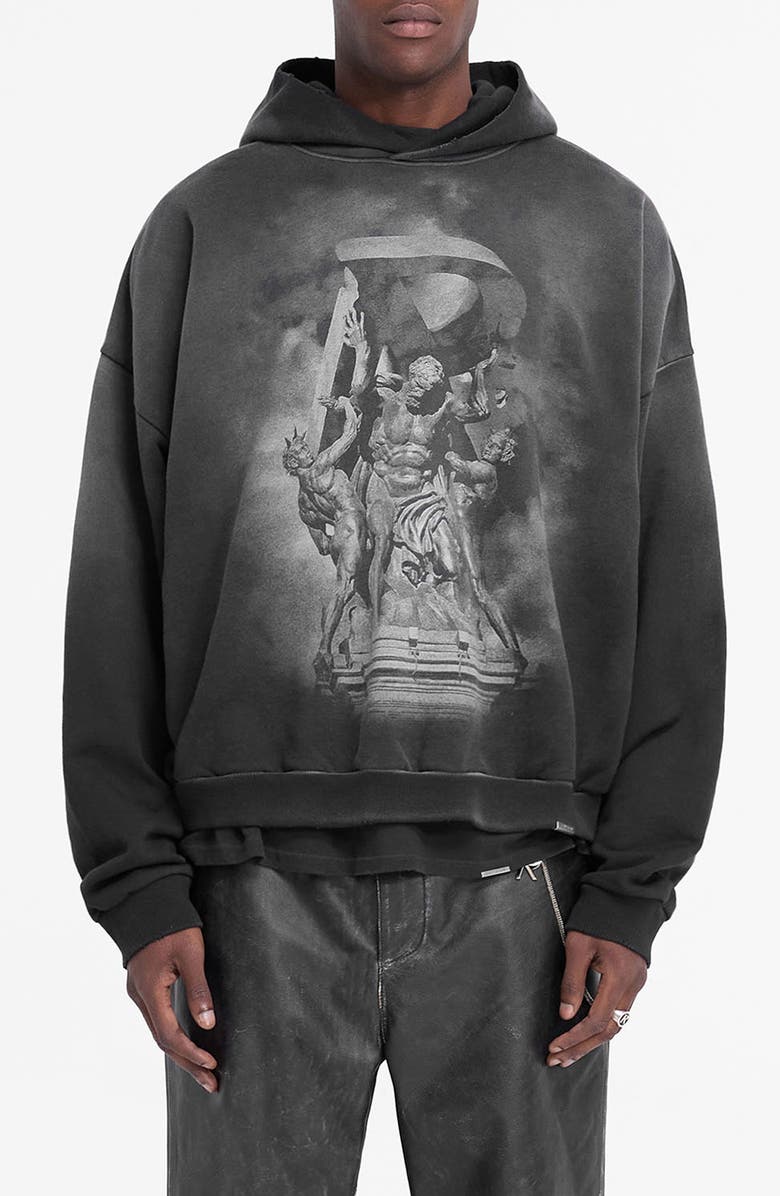 Represent Atlas Cotton Hoodie, Main, color, Stained Black