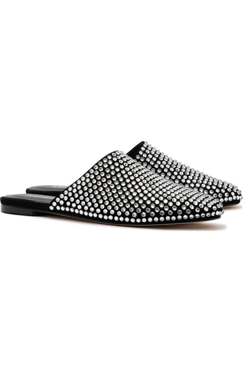 Larroudé Venice Flat Mule, Alternate, color, Black/Crystal