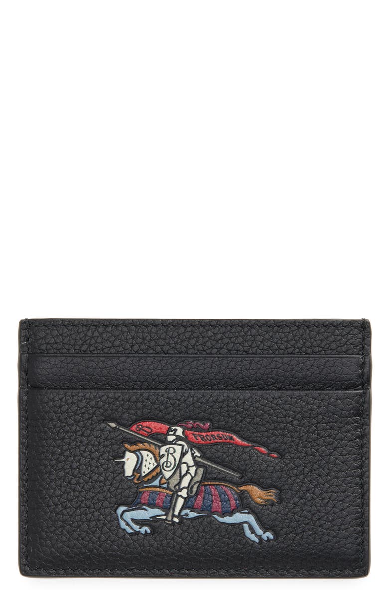 Burberry Sandon Leather Card Case, Main, color, Black