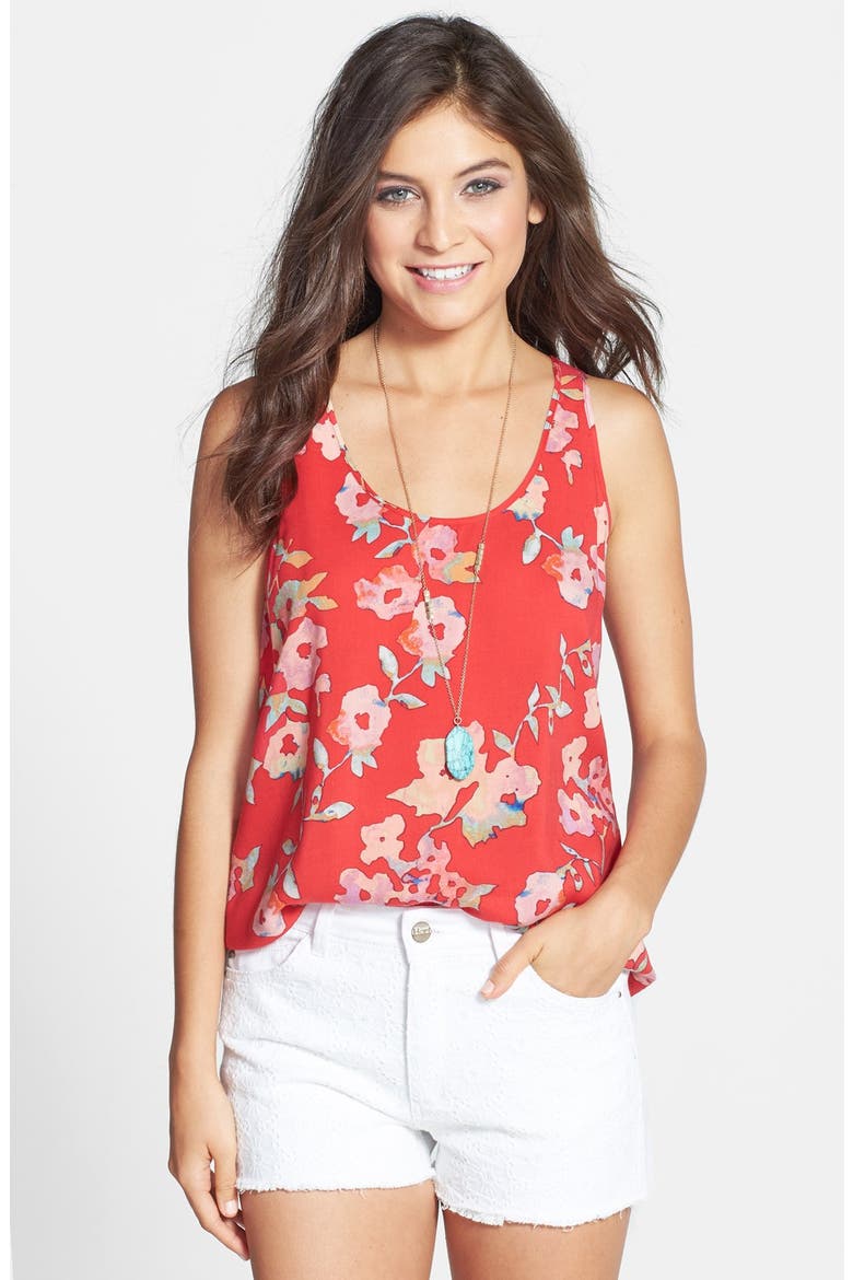 Rubbish® Print A-Line Tank, Main, color, RED TOMATO WATER FLOWER