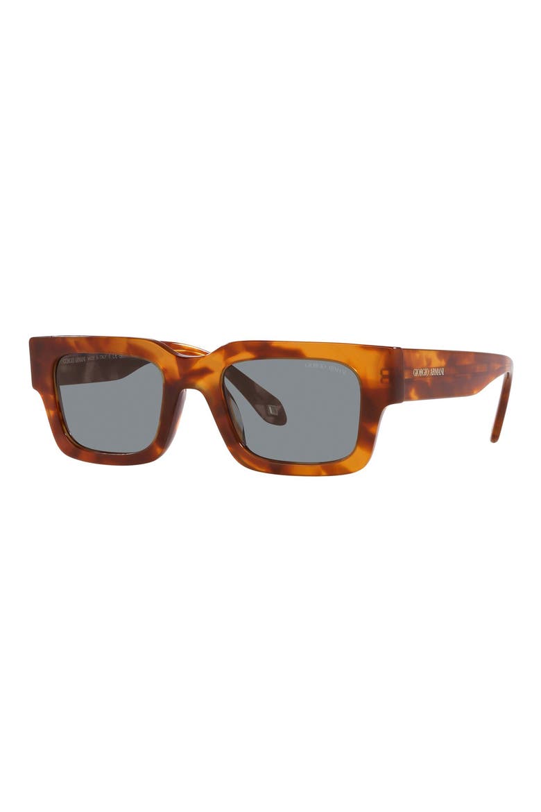 52mm Rectangular Sunglasses, Alternate, color, RED HAVANA
