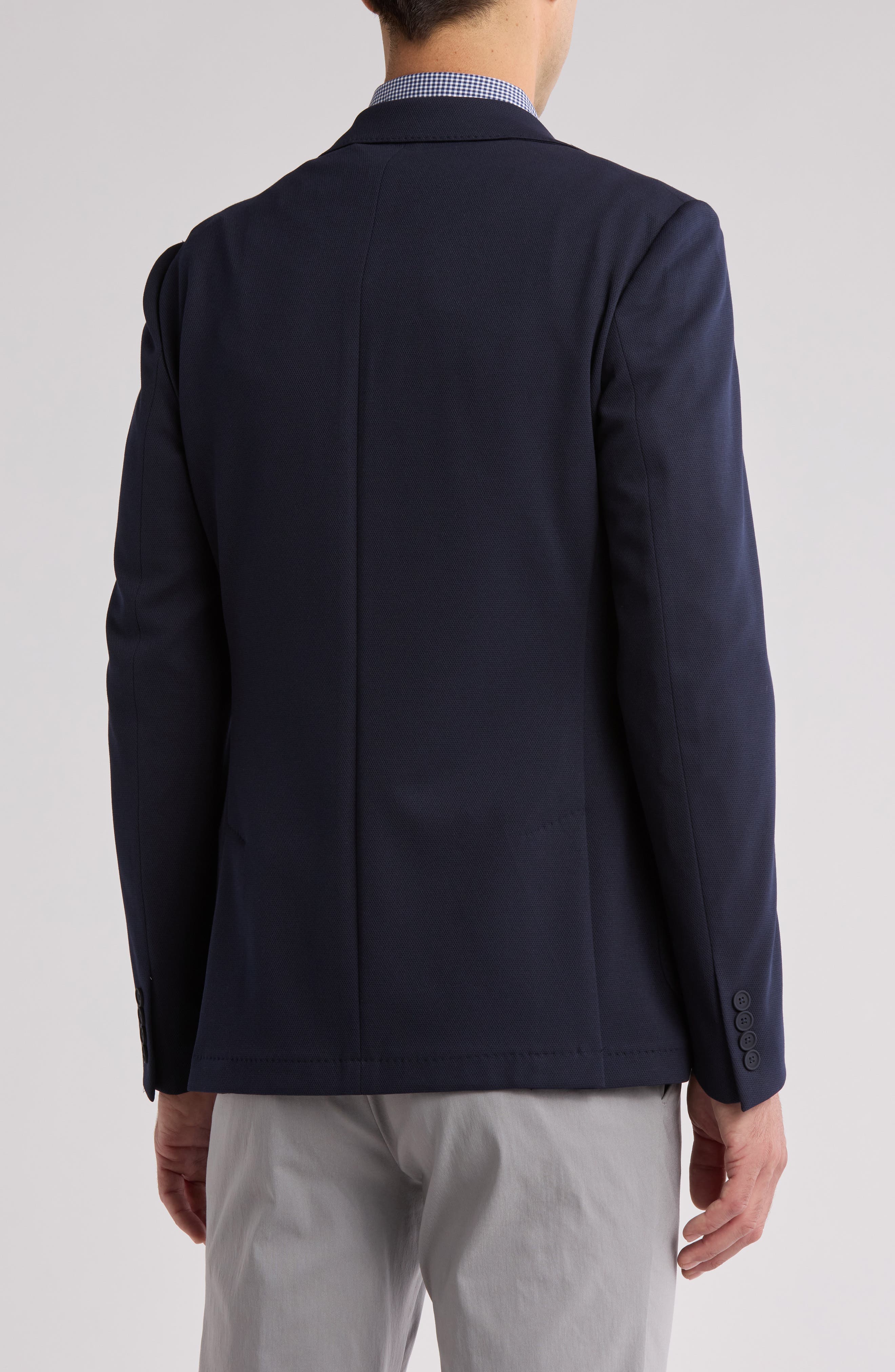 Navy Solid Notch Lapel Sport Coat - image 2