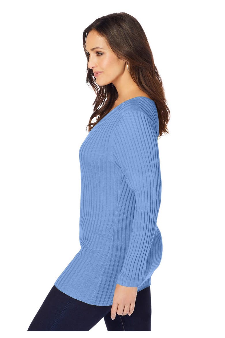 V Neck Ribbed Sweater, Alternate, color, FRENCH BLUE