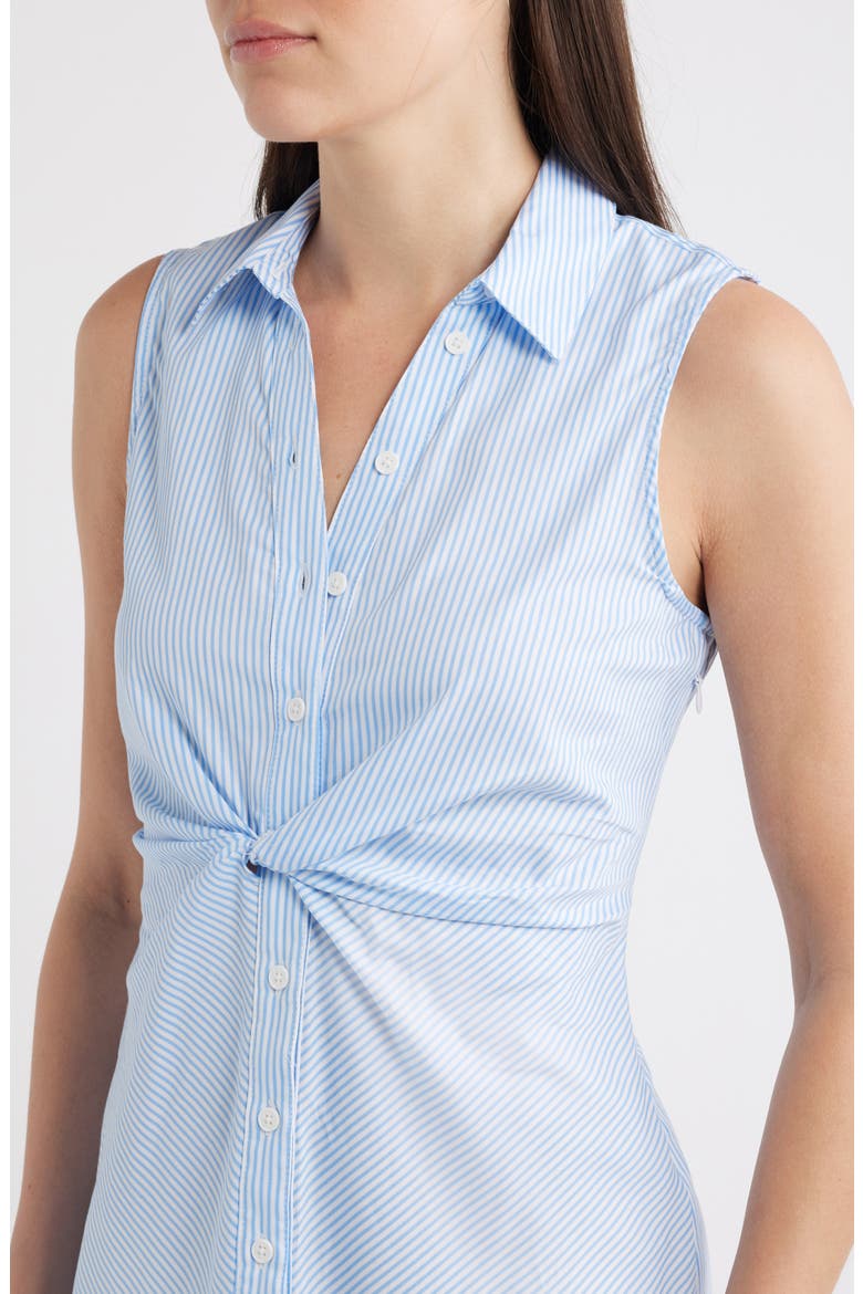 Twist Detail Sleeveless Cotton Shirtdress, Alternate, color, AIRY BLUE