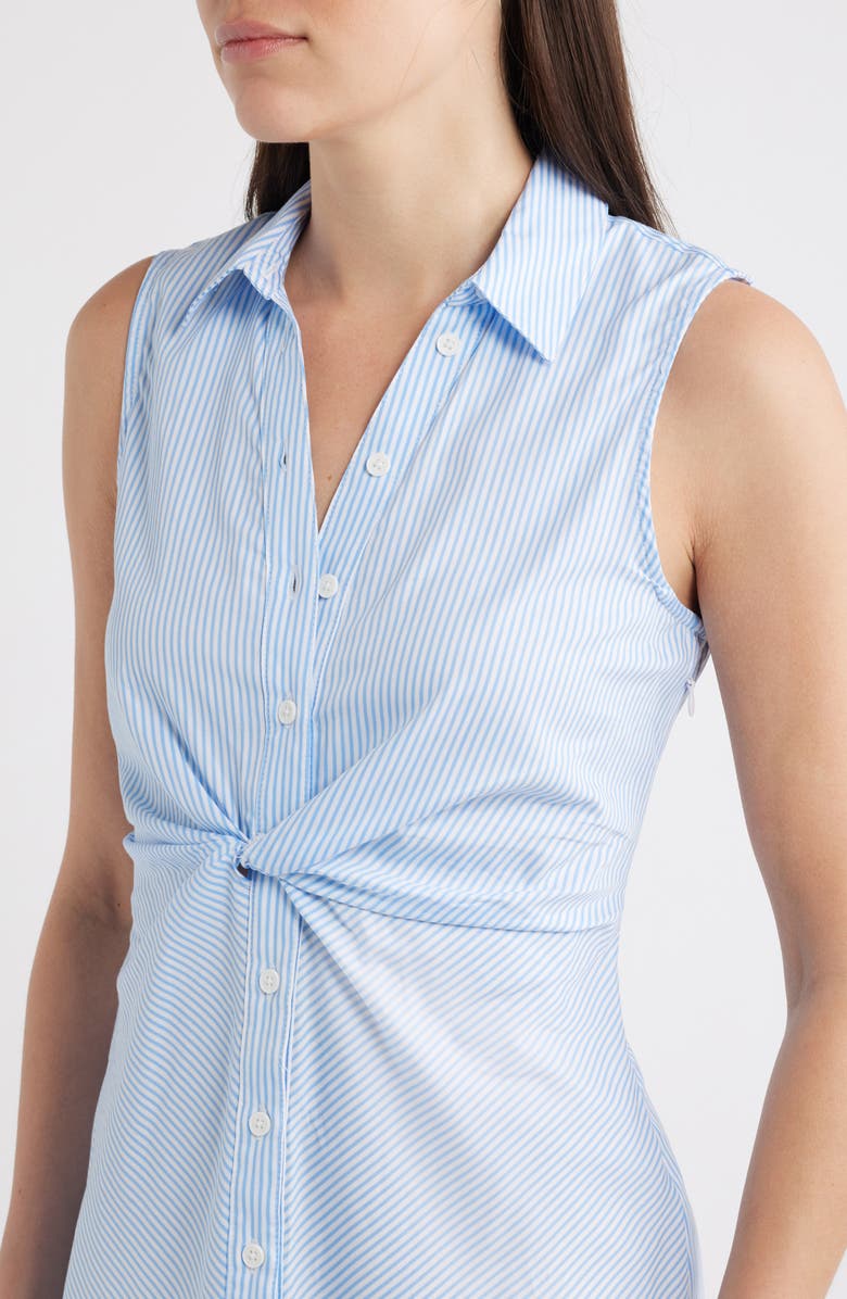 Halogen<sup>®</sup> Twist Detail Sleeveless Cotton Shirtdress, Alternate, color, Airy Blue