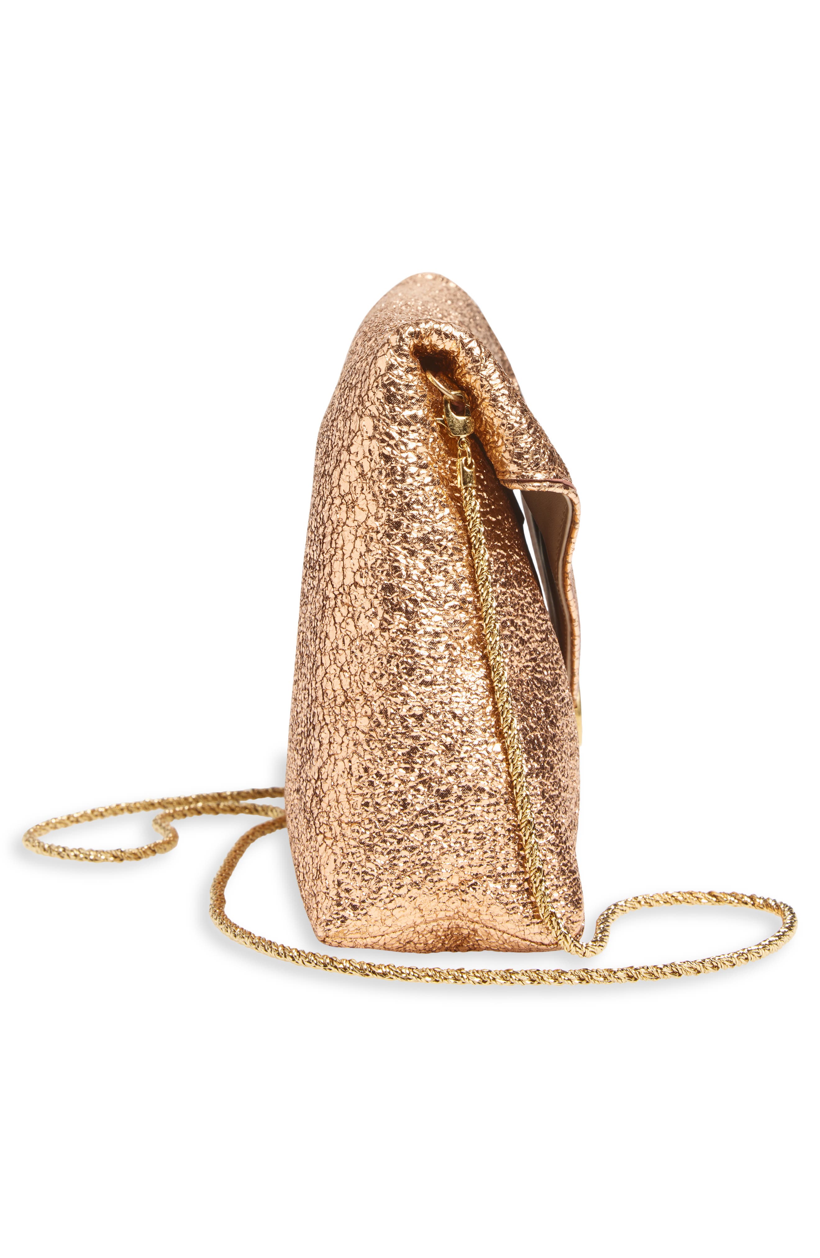 Dries Van Noten Metallic Leather Envelope Clutch, Alternate, color, Salmon 354