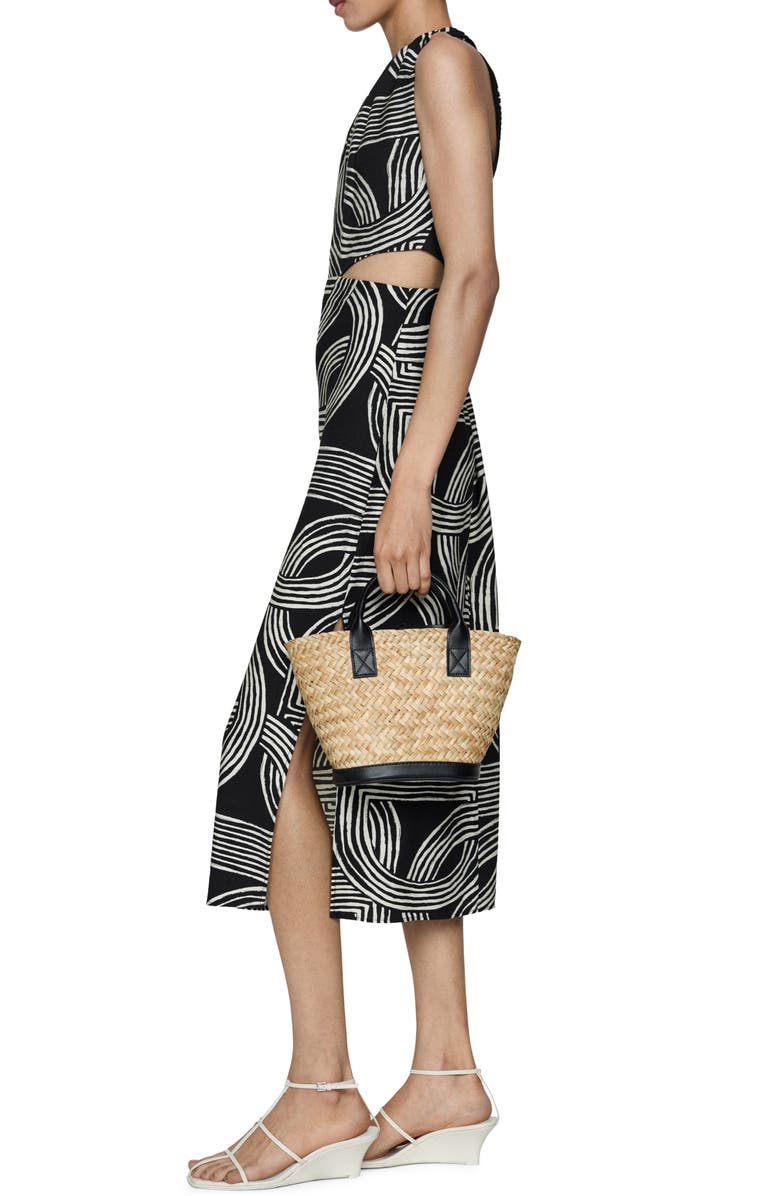 MANGO Print Cutout Sleeveless Midi Dress, Alternate, color, 