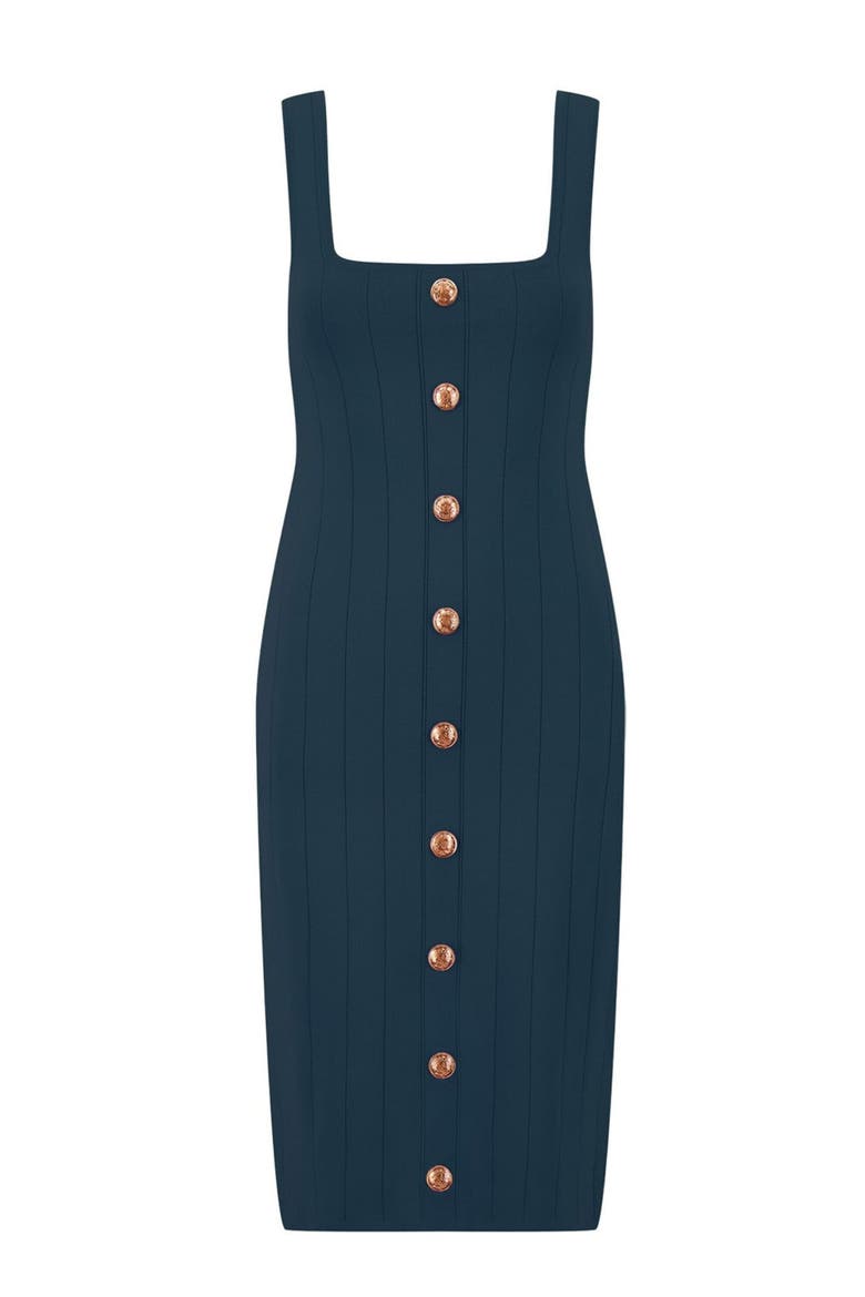 Helena Button Dress, Alternate, color, ocean