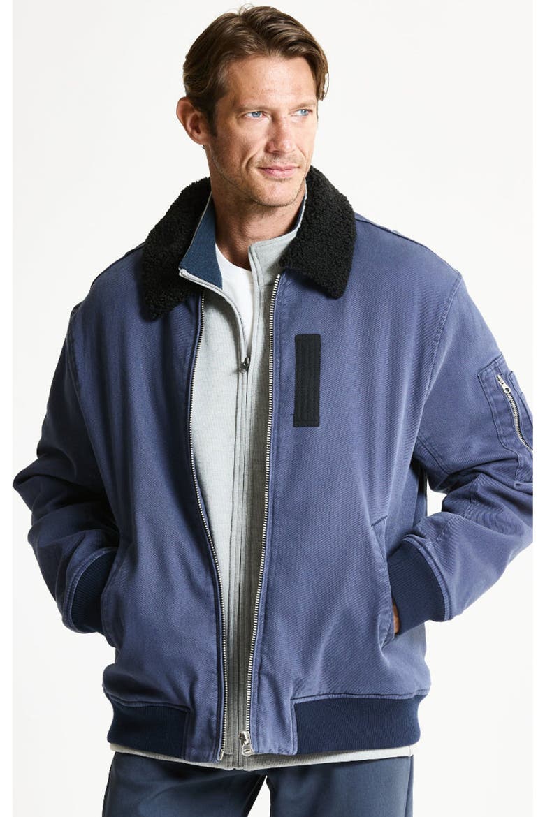 Soft Lined Bull Denim Bomber Jacket, Main, color, INDIGO