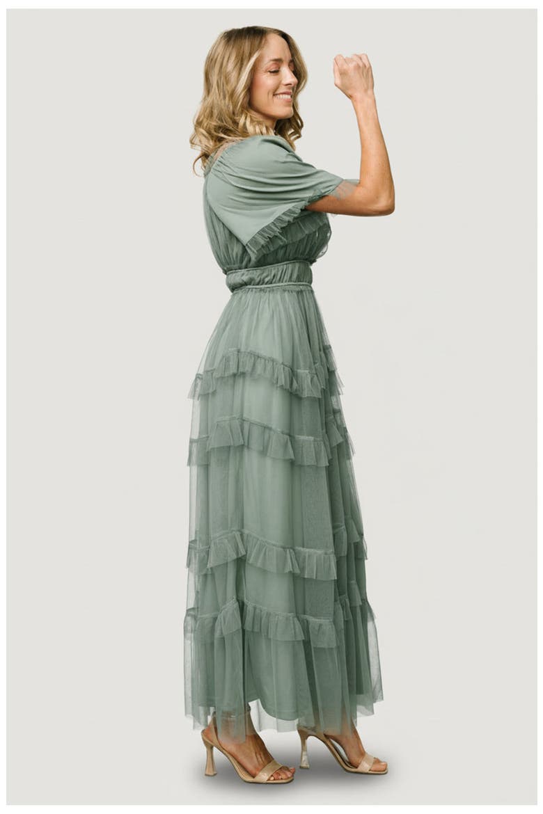 Magdalena Tulle Maxi Dress, Alternate, color, Eucalyptus