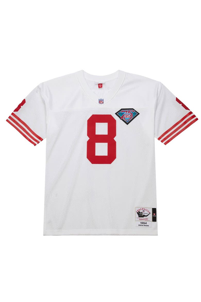 Men's Mitchell & Ness Steve Young White San Francisco 49ers 1994 Authentic Throwback Retired Player Jersey, Alternate, color, White