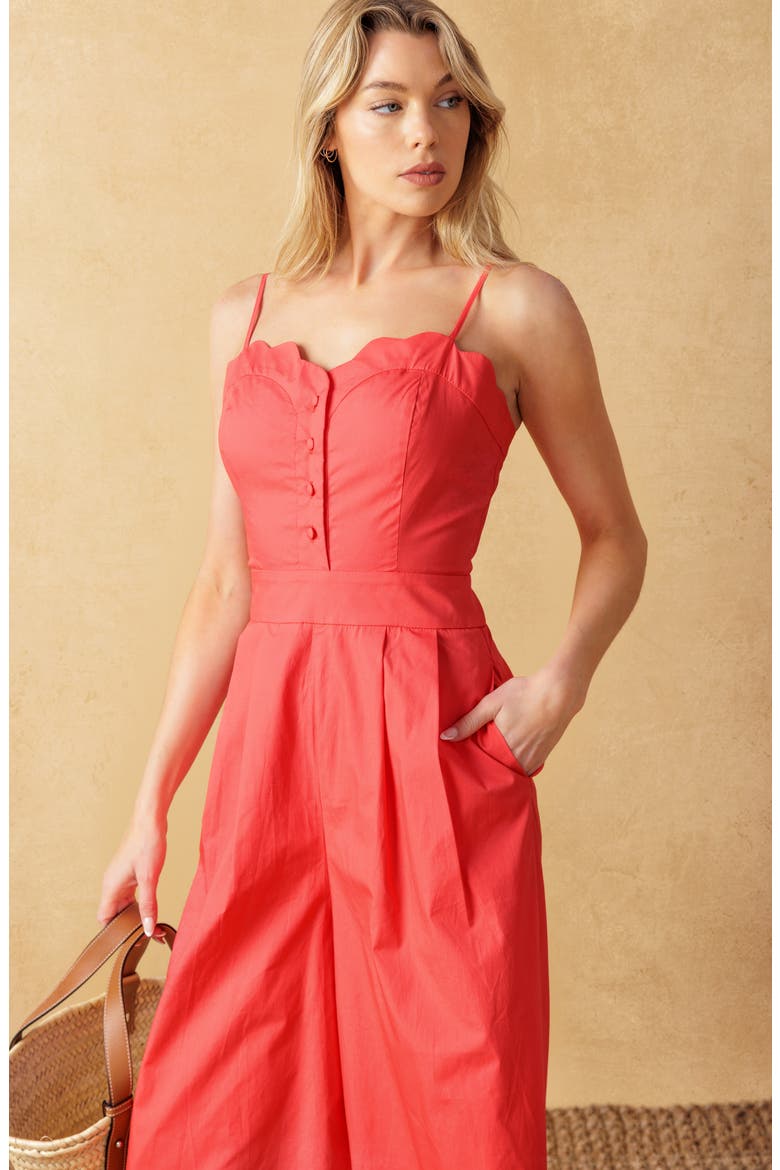 Solid Wide Leg Jumpsuit, Alternate, color, CORAL