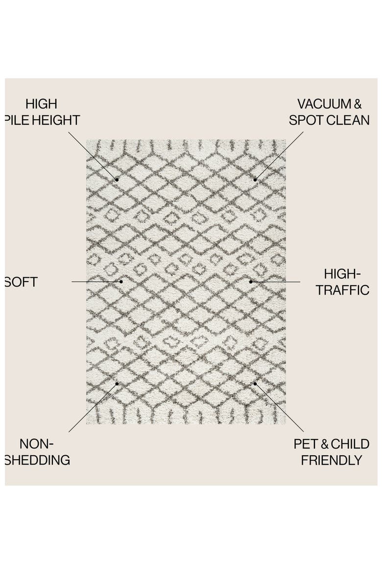 Algaida Moroccan Diamond Shag Area Rug, Alternate, color, Beige/Dark Gray