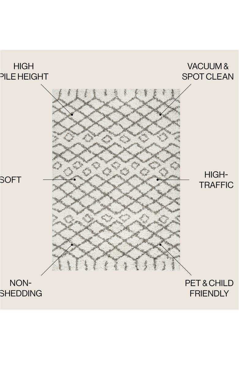 JONATHAN Y Algaida Moroccan Diamond Shag Area Rug, Alternate, color, Beige/Dark Gray