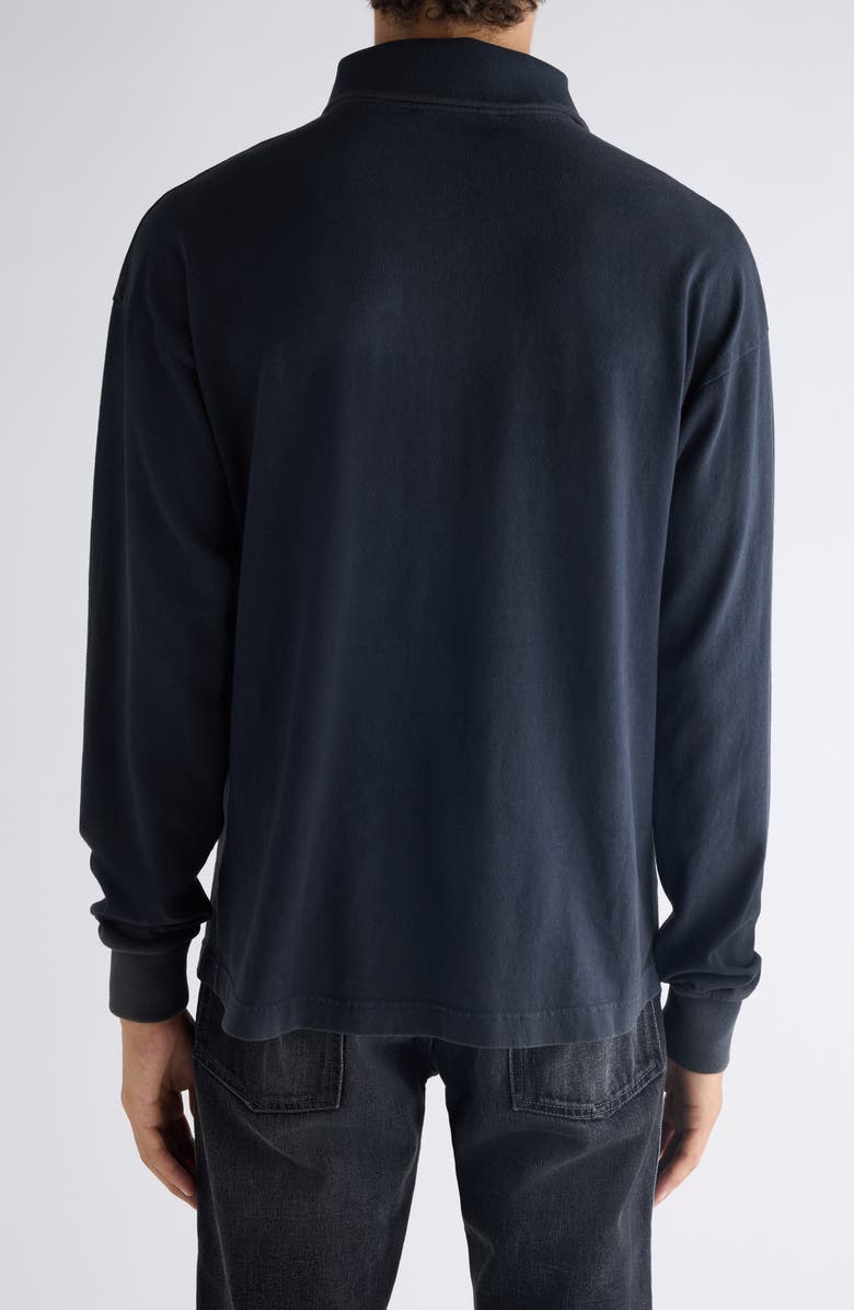 Acne Studios Fout Embroidered Logo Organic Cotton Quarter Zip Pullover, Alternate, color, Black