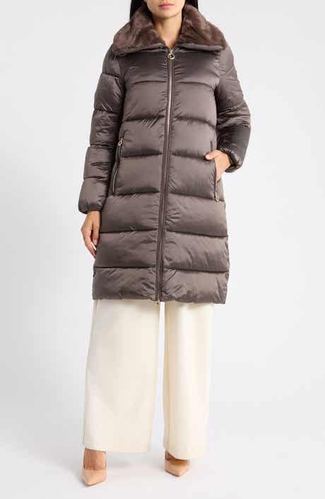 Faux Fur Collar Quilted Puffer Jacket