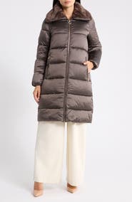 BCBGeneration Faux Fur Collar Quilted Puffer Jacket
