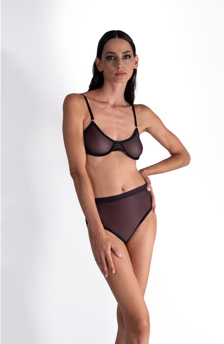 LECHERY<sup>®</sup> Lustrous Sheer Plunge Underwire Bra, Alternate, color, Black
