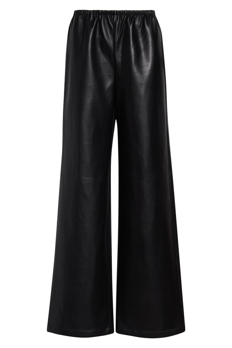 Mick Pull-On Faux Leather Pants, Alternate, color, JET