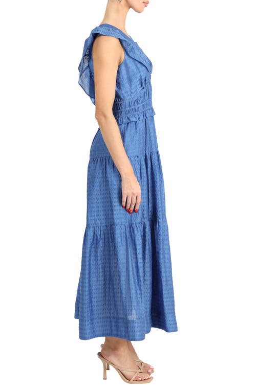 Shop Adelyn Rae Ennie Textured Tiered Midi Dress In Blue