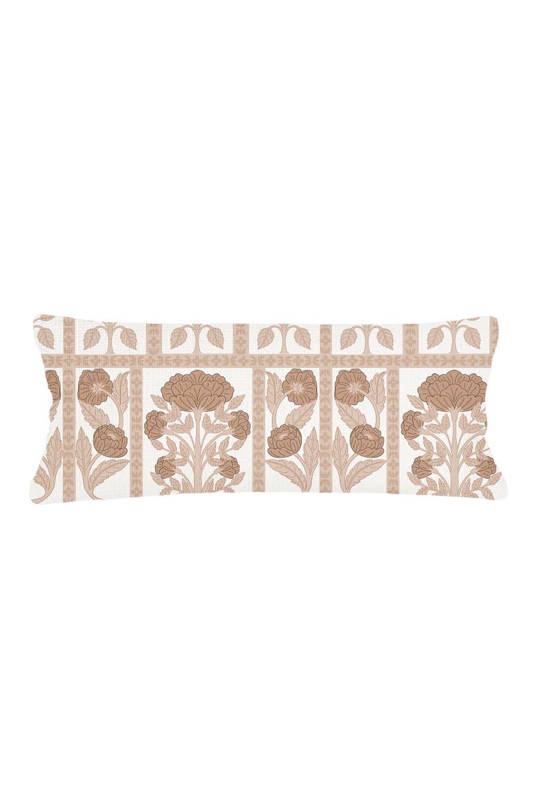 Blossom Field Linen Pillow with Down Insert, Alternate, color, Warm Beige
