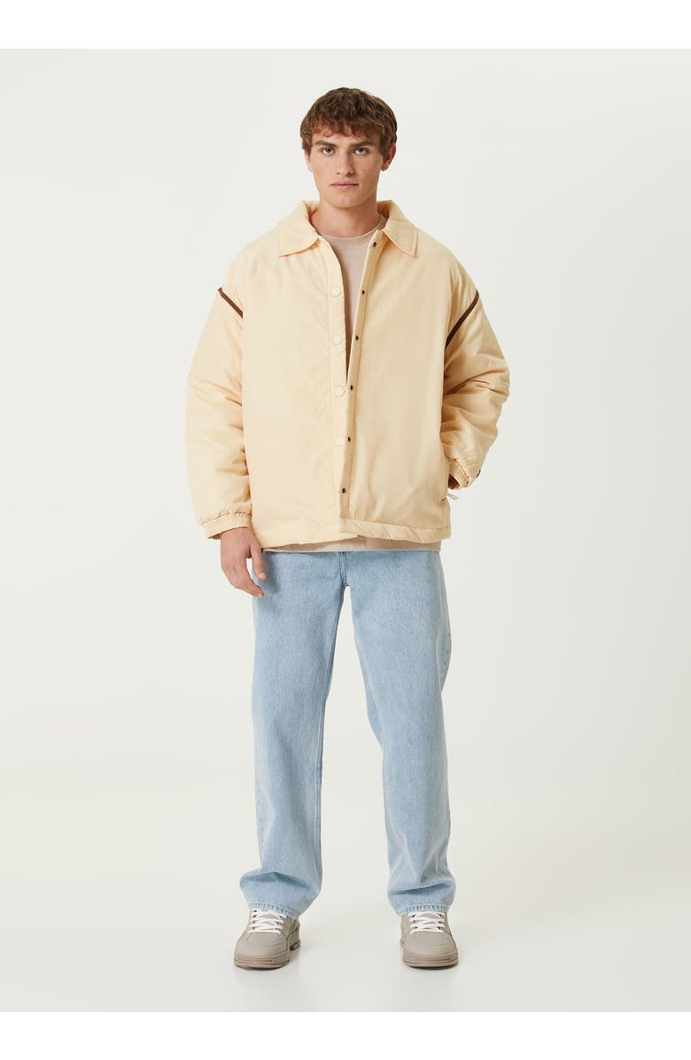 PCFG Oversized Contrast Tape Puffer Coat, Alternate, color, Beige