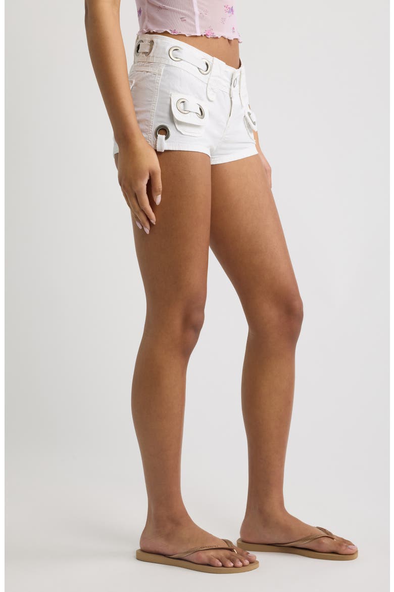 Eyelet Cargo Shorts, Alternate, color, WHITE