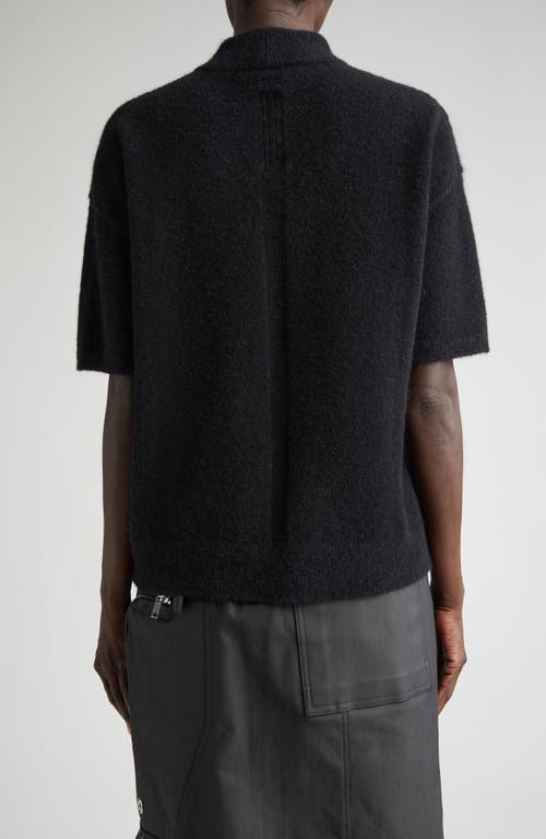 Rick Owens Tommy Short Sleeve Alpaca & Wool Blend Mock Neck Sweater In Black