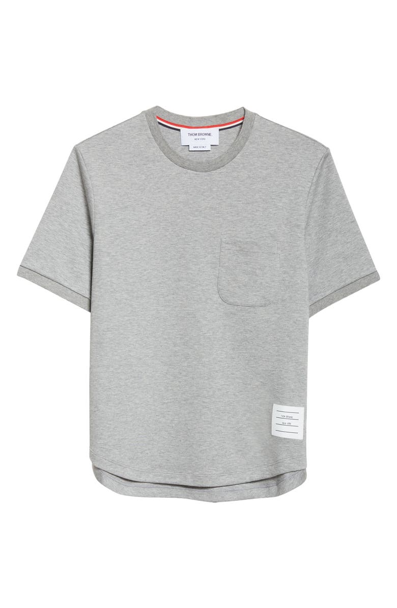 Thom Browne Milano Cotton Pocket T-Shirt, Main, color, Light Grey
