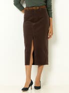 Single Stitch Corduroy Midi Skirt