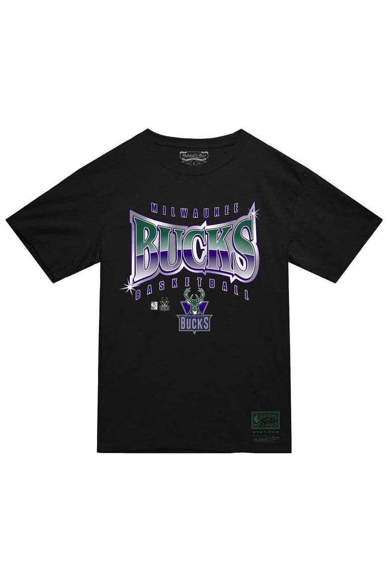 Men's Mitchell & Ness  Black Milwaukee Bucks Worldwide Collection Glow Up T-Shirt, Alternate, color, Black