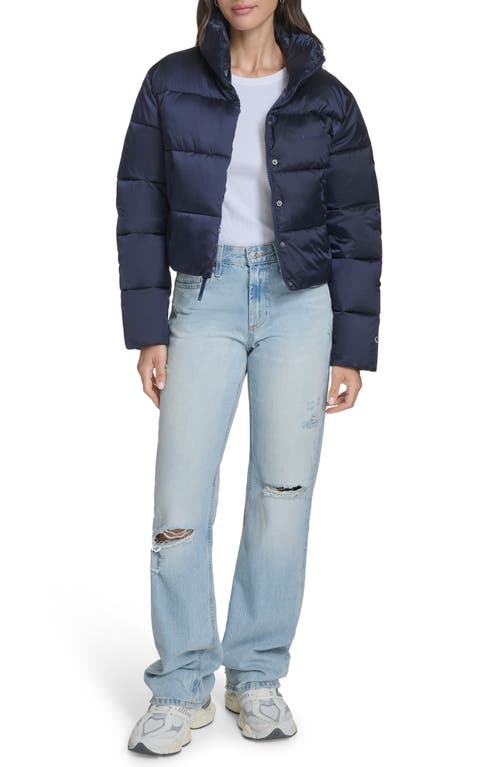 Champion Water Resistant Crop Puffer Jacket In Blue