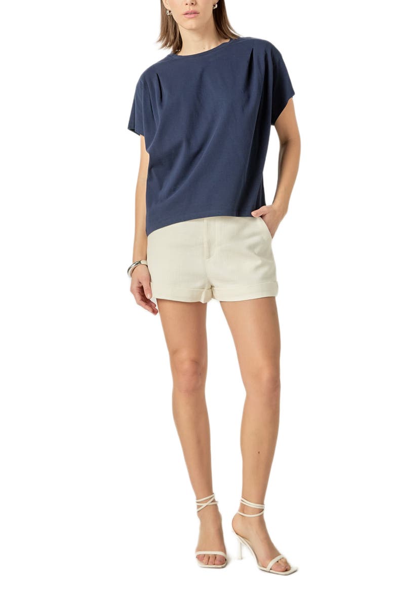 Pleat Shoulder T-Shirt, Alternate, color, NAVY