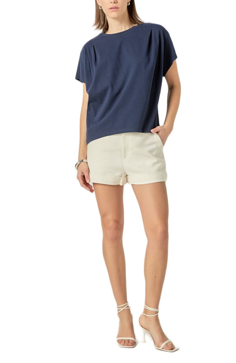 English Factory Pleat Shoulder T-Shirt, Alternate, color, Navy