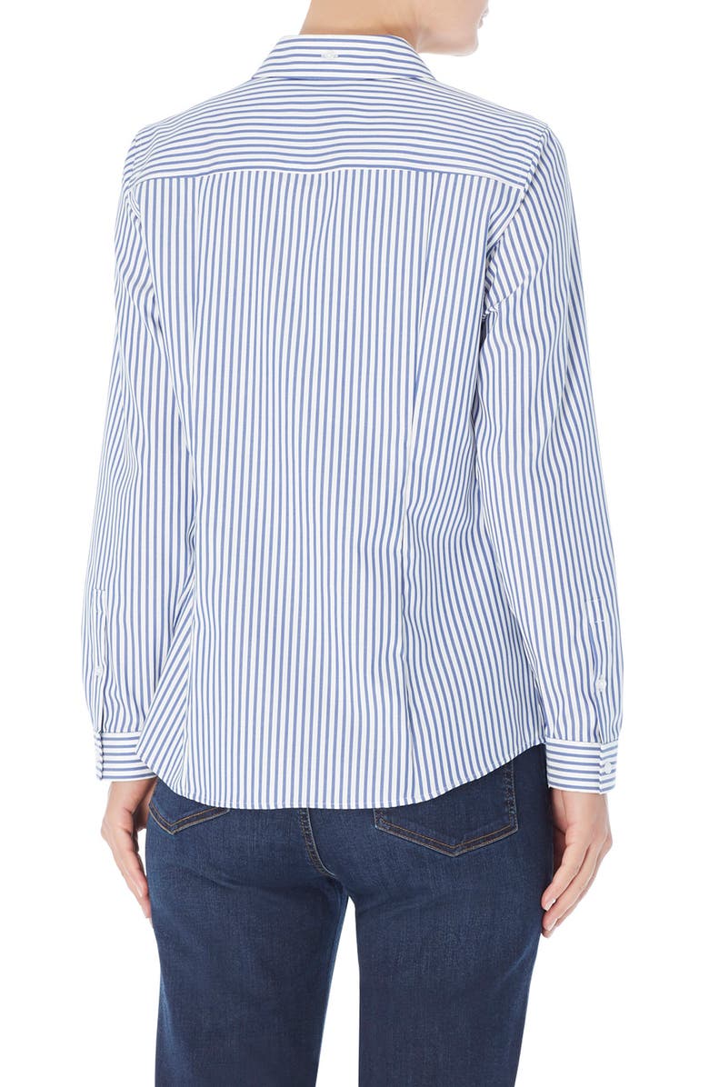 Jones New York Stripe Easy Care Button-Up Shirt, Alternate, color, Blue/ White