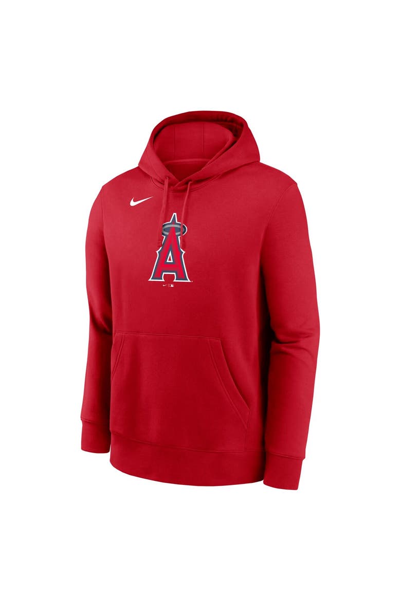 Men's Nike Red Los Angeles Angels Logo Club Fleece Pullover Hoodie, Alternate, color, Red