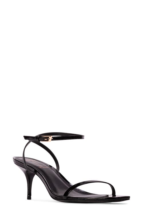 Black Suede Studio Slone Ankle Strap Sandal In Black Patent