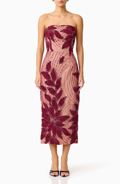 Elisa Strapless Column Midi Dress