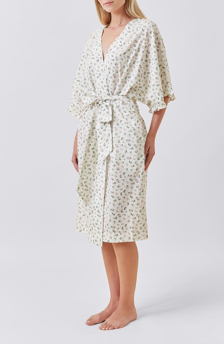 Papinelle Floral Swiss Dot Cotton Robe, Alternate, color, Rosebud Floral
