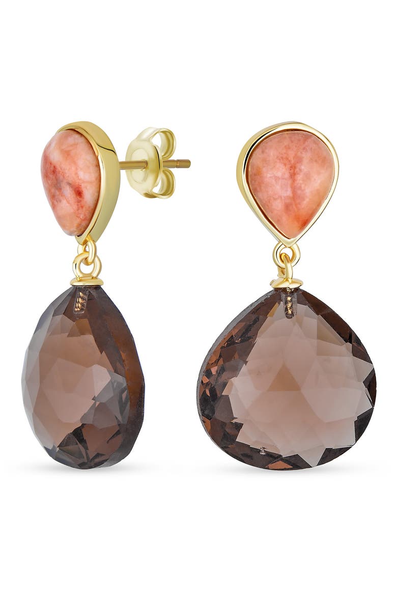 Briolette Drop Earrings, Main, color, BROWN