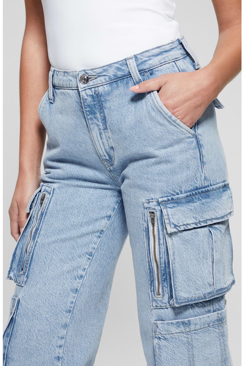 Kori High Waist Nonstretch Denim Cargo Jeans, Alternate, color, DAY DREAMZ
