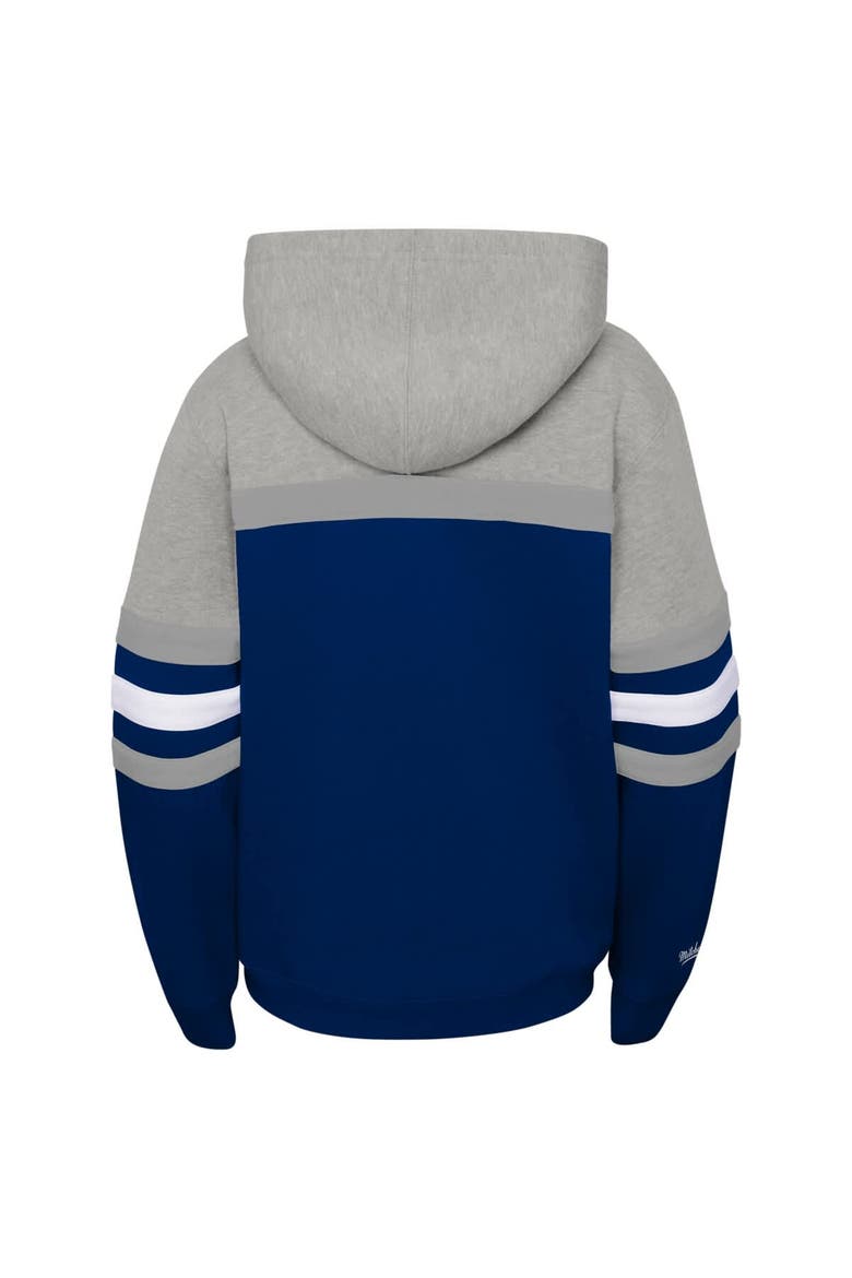 Youth Mitchell & Ness Heather Gray/Navy New York Yankees Cooperstown Collection Head Coach Pullover Hoodie, Alternate, color, Heather Gray