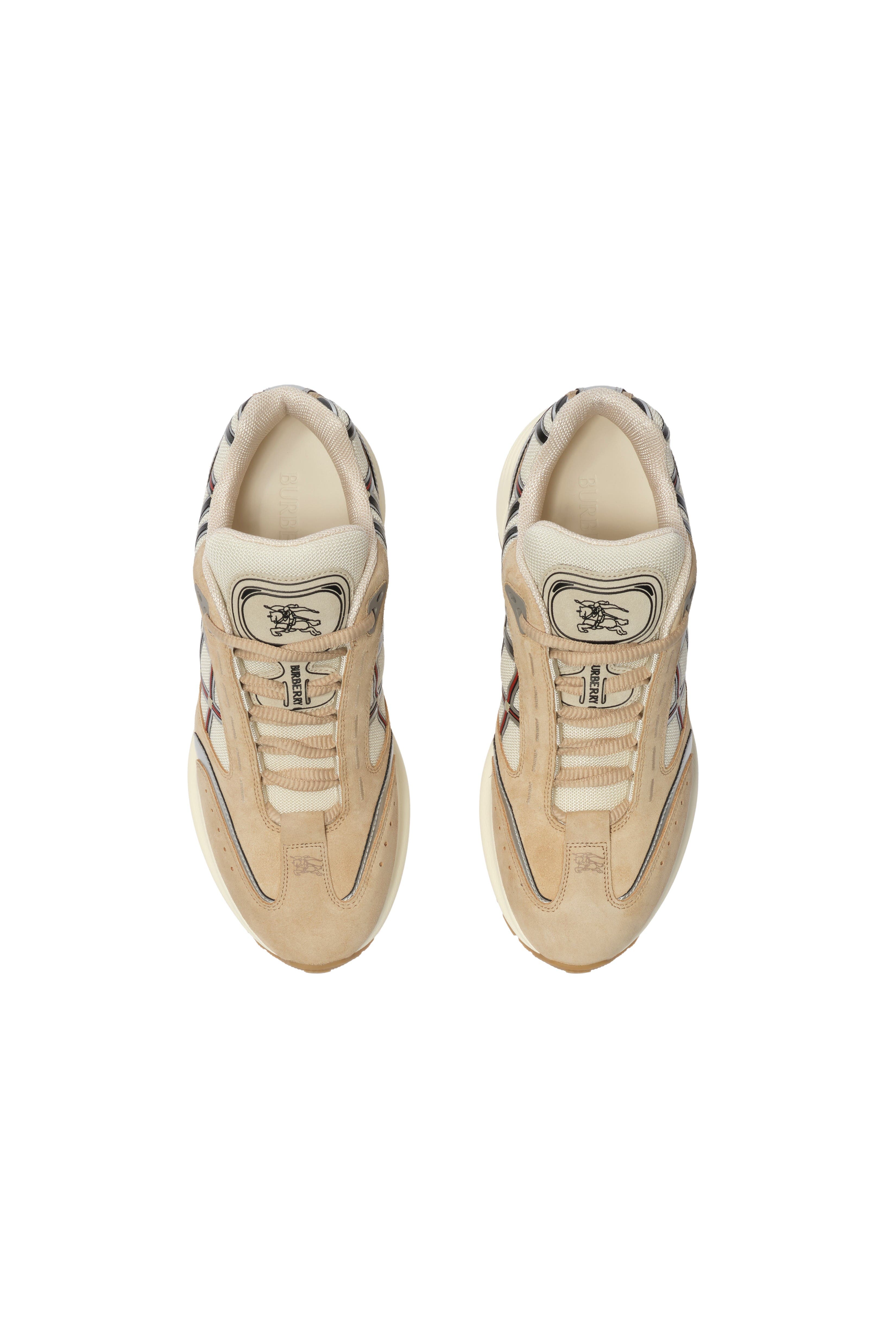 Burberry Nylon, Suede and Leather Eclipse Sneakers, Alternate, color, Flax Beige/Silver